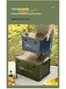 Portable Wheeled Camping Storage Box with Wooden Lid and Side-Opening Access