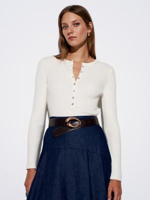 Dilvin 10819 Milk-colored Button-down Golf Shirt