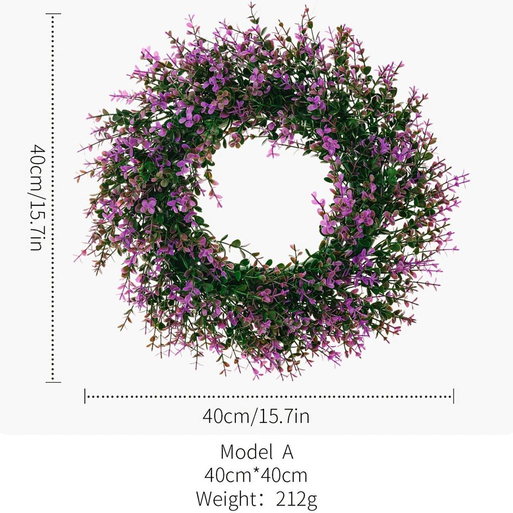 Lavender Wreaths for Front Door Floral Wreath Easy To Hang Decorative Garland 16 Inch for Porch Christmas Indoor Office Home
