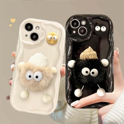 INS Style Cream Shell 11 Plush Briquette Doll 12 for IPhone15promax for Apple 14 Mobile Phone Case 13