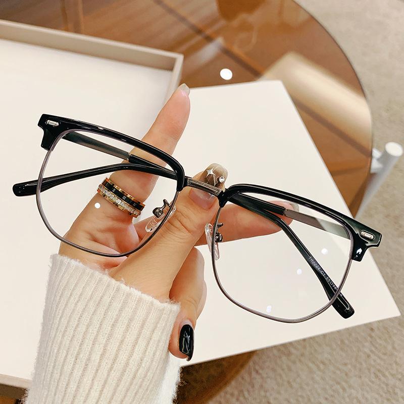 Tr2224 Eyebrow Half-Frame Glasses Men'S Models Can Be Equipped With Myopia Lenses Anti-Blue Light Literary Eye Frame Ruffian Handsome Tide