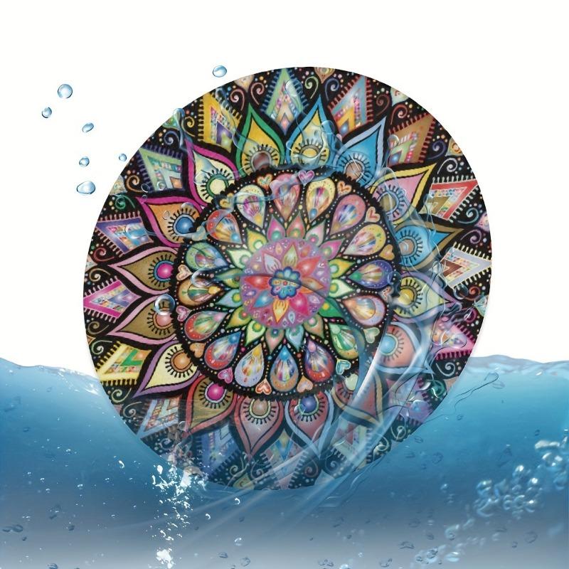 2pcs Car Cup Holder Vintage Mandala Flower Silent Anti-Slip Silicone Insert Coaster Mat Universal Interior Accessories