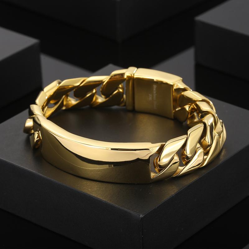 18mm Width ID Hip Bracelet Men Stainless Steel 316L Fashion Jewelry