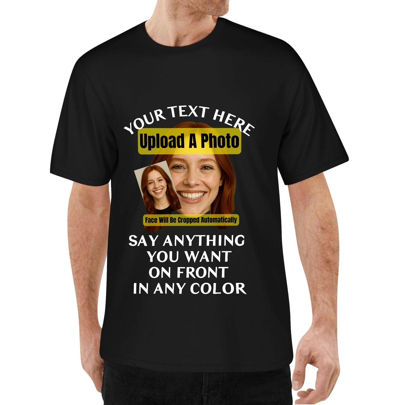 Custom Photo & Text T-Shirt – Personalized Front Print, Unisex 3XL