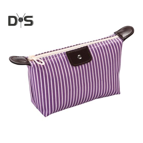 

Полосатая косметичка, водонепроницаемая, складная, большой емкости, застежка-молния, в форме пельменя, портативный органайзер для косметики для путешествий и домашнего хранения фиолетовый