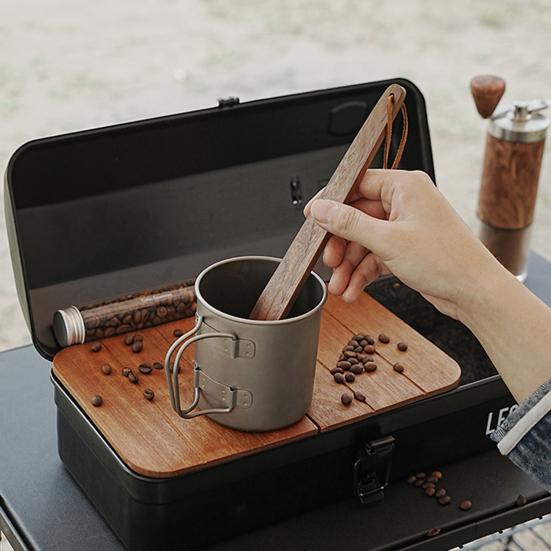 Black Walnut Coffee Stirrer Long Handle Outdoor Camping Pour-over Coffee Stirring Bar Portable Heavy Duty Wooden Mixer Stick Coffee Accessories