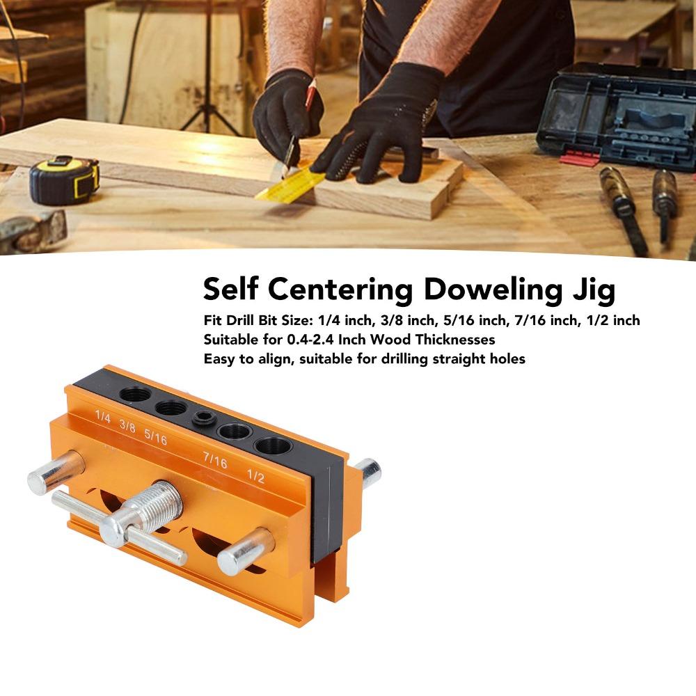 6 Bushings Woodworking Drilling Guide Adjustable Width Doweling Jig  Furniture Making