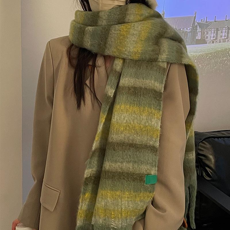 

Крутая атмосфера~ шарф с цветными кистями, осенне-зимний теплый шарф, модный одинарный предмет, теплый подарок, толстые кисти