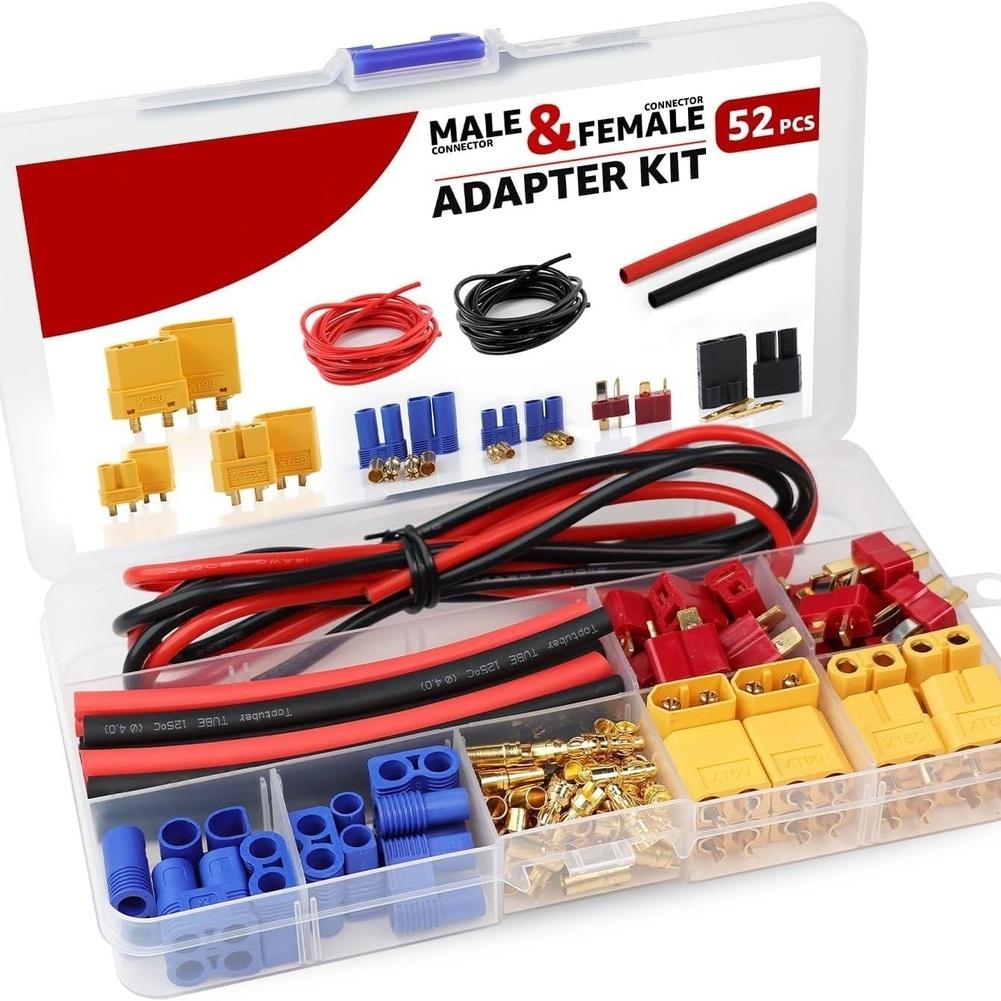 

62PCS FOR XT60 For EC3 T Connector Kit With 14AWG Silicone Wire For RC Aircraft, Remote Control Models And Battery Packs China Mainland