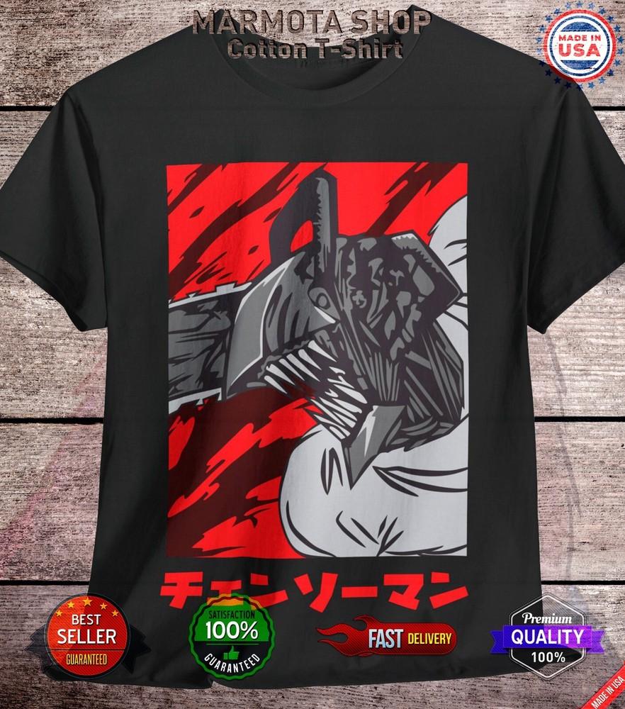 

Denji Chainsaw Man Shirt Anime Tee T-Shirt Pochita Horror Manga Otaku Makima 2XL
