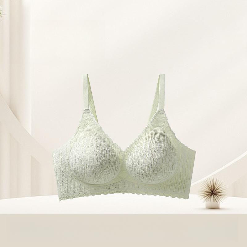 

Gathering Bra for Women Lace-free Bra with No Trace No Underwire Lifting and Anti-sagging Underwear for Ladies Push Up Bra 2XL зелёный