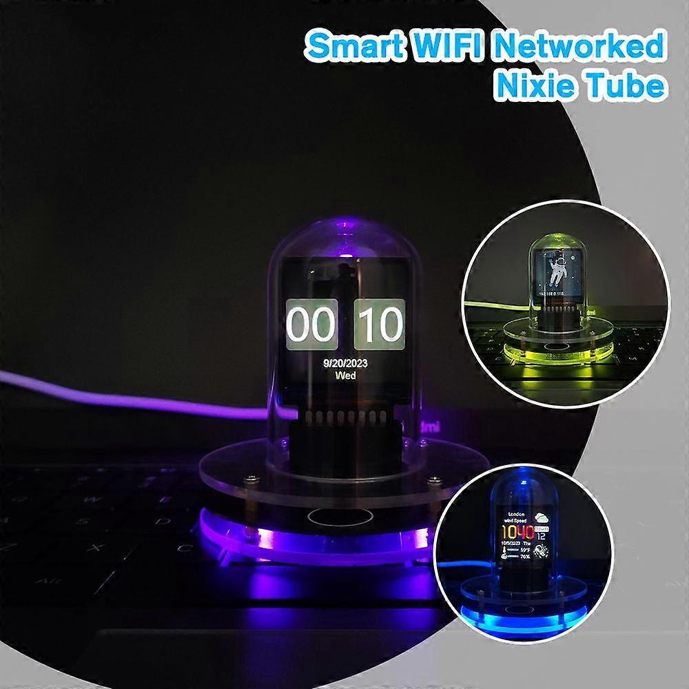 2024 New Cross-Border Special Nixie Tube Clock Smart WiFi Network Auto Update Digital Desktop Ornament