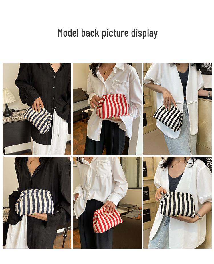 Trendy Color Block Stripe Makeup & Coin Storage Clutch for Women