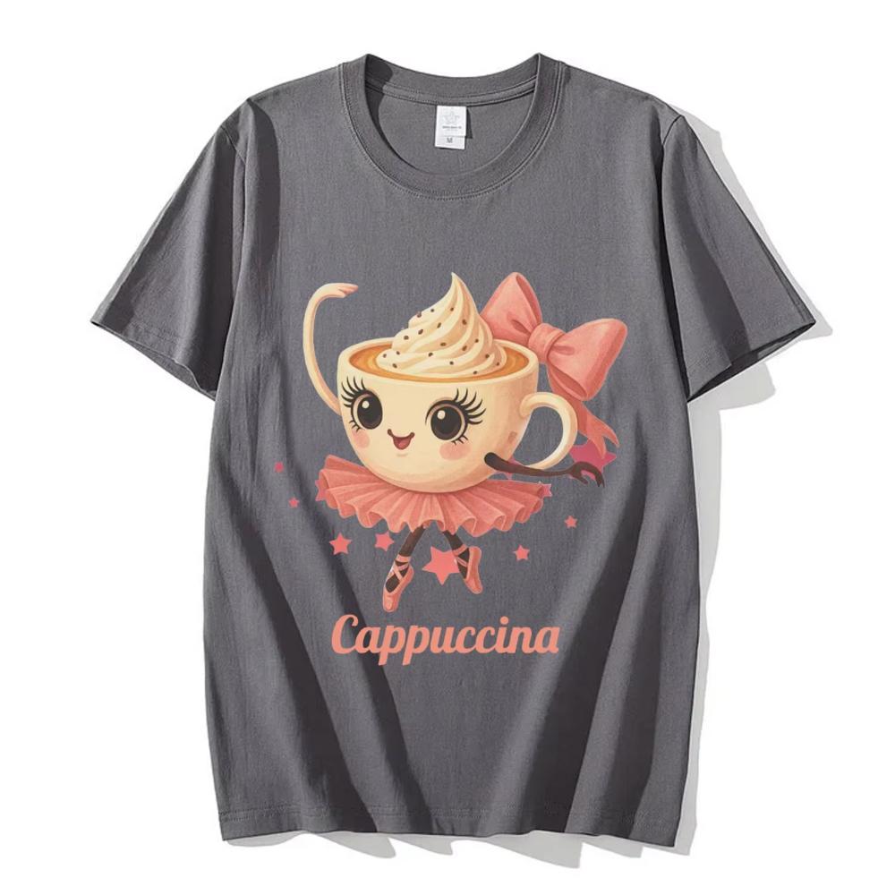 Ballerina Cappuccina T-Shirt Funny Italian Brainrot Meme T Shirts Men Women Clothing Fashion Y2k Aesthetic Short Sleeve T-Shirts