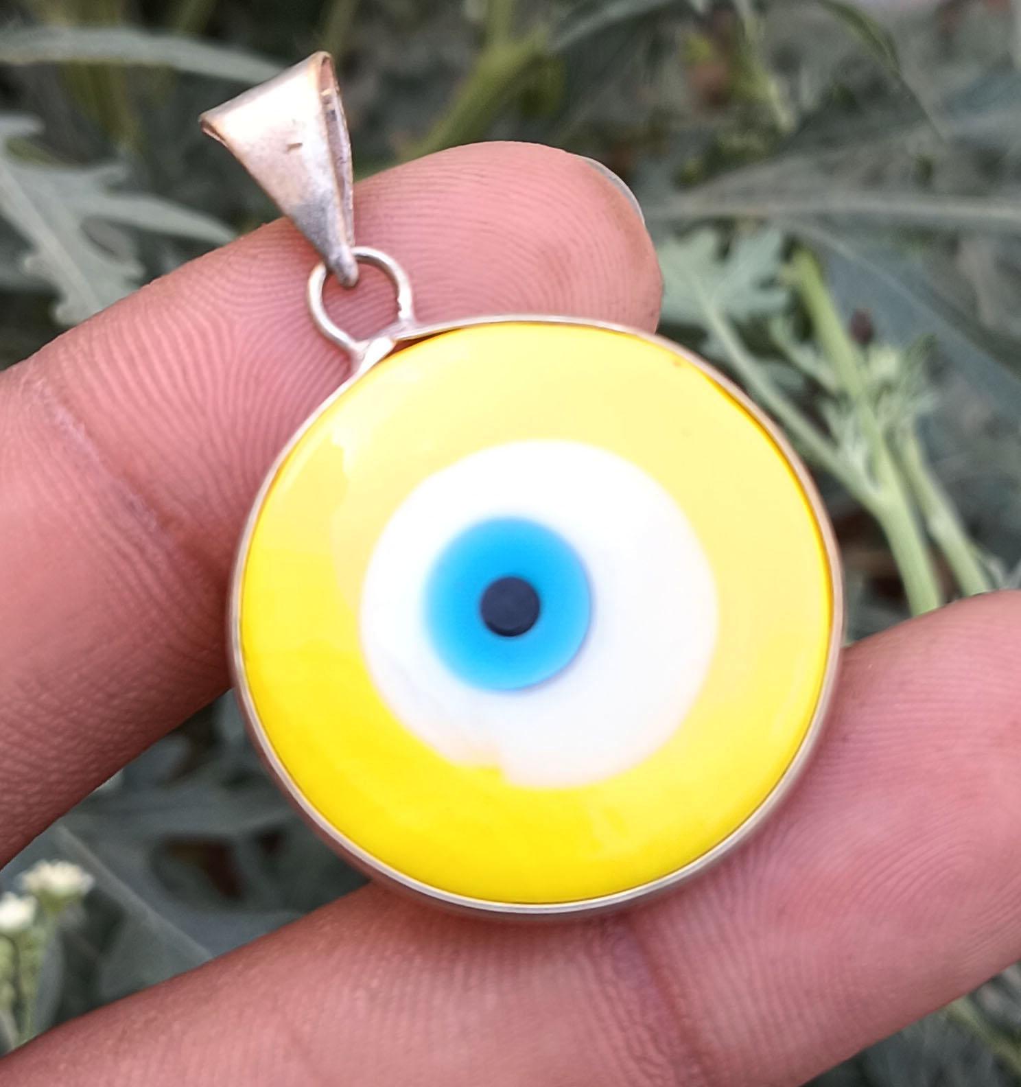 

Драгоценный камень «Позитивный сглаз» Стерлинговое серебро 925 пробы с покрытием унисекс Безель 1 шт. Круглая подвеска Ювелирные изделия