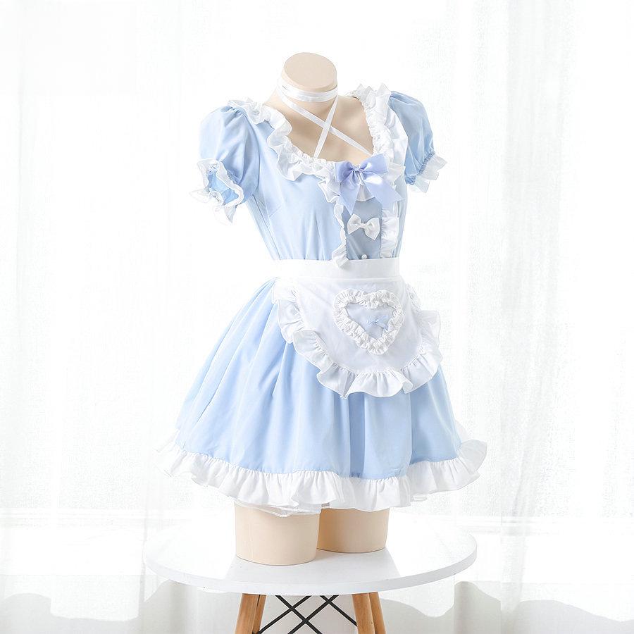 Japonské lolita šaty pro služebnou s ramínky na krk