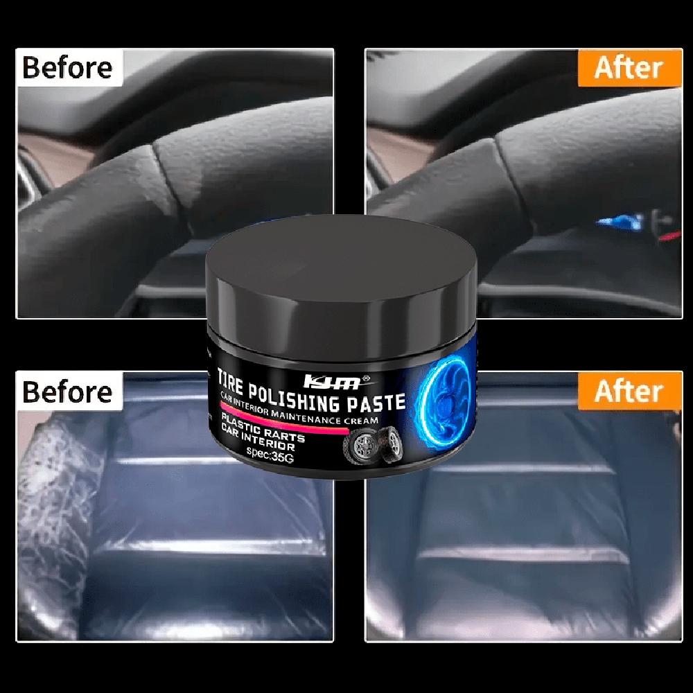 KJM - All-In-One Black Plastic And Leather Repair Agent - Car Interior Restoration Paste, Featuring Color Correction, Glossy Pol