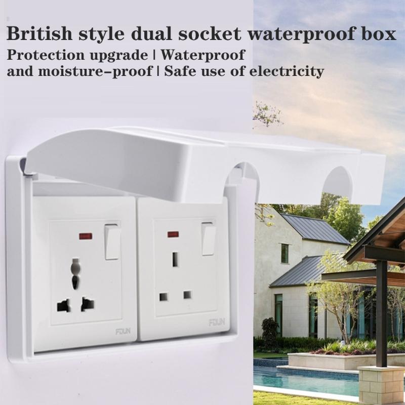 86 Type 2 Gang Outdoor Socket Waterproof Box Plastic Electrical Outlet Cover Receptacle Protectors Socket Case Box