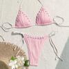 Lace Up Bikini Suit Ruffled Halter Neck Sling Swimsuit Fashion Swimwear Set  Swimming Pool