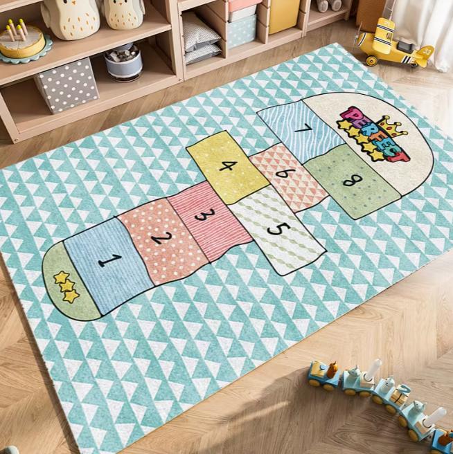 Cute Cartoon Pattern Game Area Carpet Provides Game Carpet Washable Floor Mat for Living Room Bedroom Game Room Home Decoration