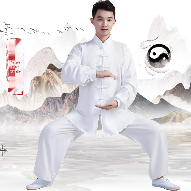 Men's and Women's Bamboo Linen Tai Chi Suit - Long Sleeve Morning Exercise and Performance Wear