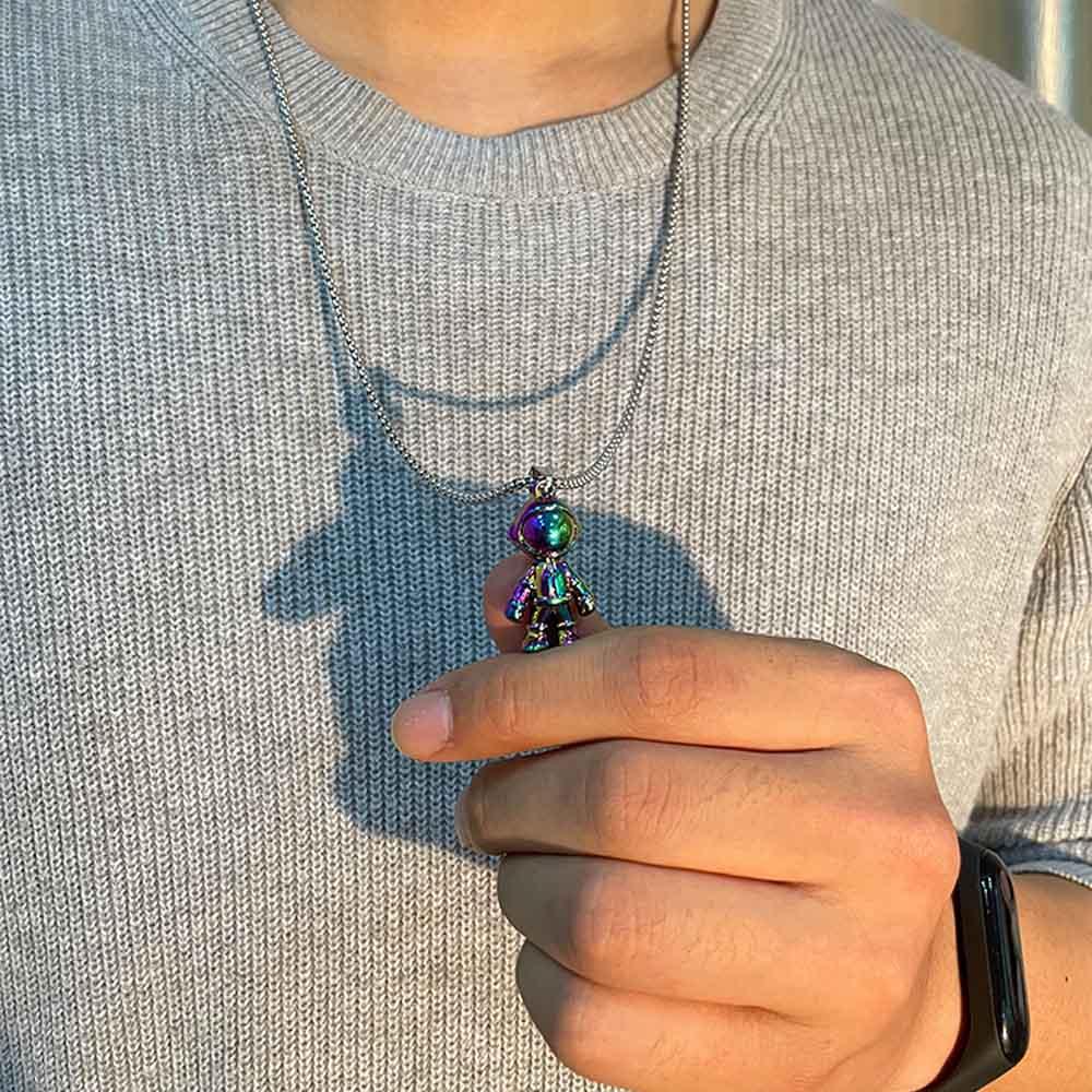 

Аксессуары, крутой стиль, ожерелье в стиле хип-хоп для мужчин, цепочка на свитер, цинковое ожерелье из сплава цинка, ожерелье космического космонавта