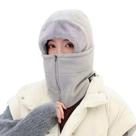 Winter Headgear Hat Solid Color Zipper Closure Thickened Windproof Knitted Hat Outdoor Activities Travel Headwear