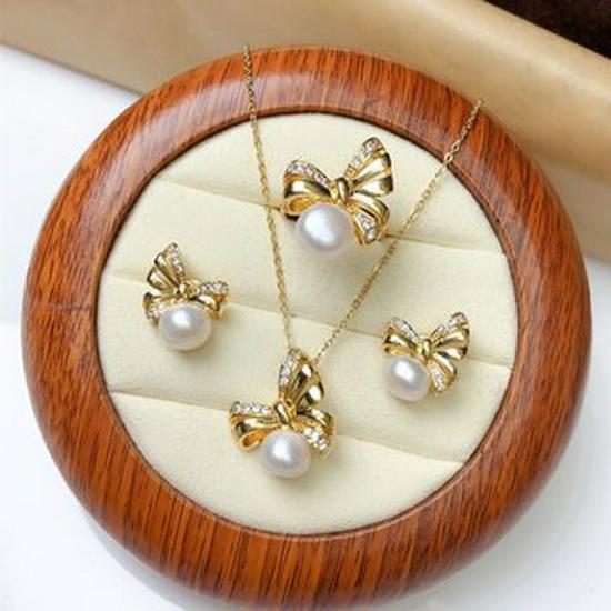 Natural Pearl Necklace Set: 18K Gold-Plated, Inlaid with 7-9mm Flat Round Beads – A Stunning Gift Choice