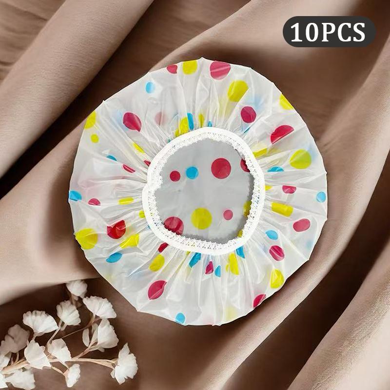 

10Pcs Waterproof Shower Cap Bathing Shower Cap Anti-Oil Smoke Hair Care Cap For Women Men Thickened Disposable Shower Cap as the picture