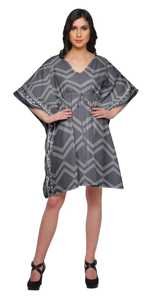 Moomaya Printed Women Kaftan Cover Up Beachwear Short Caftan Cover Up Dress