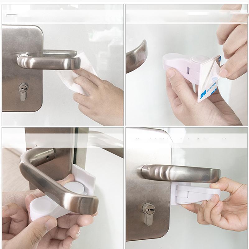 10-1pcs Child Safe Door Security Latch 180° Rotating Cabinet Lock Self Adhesive Window Door Handle Lock for Window Door Cabinet