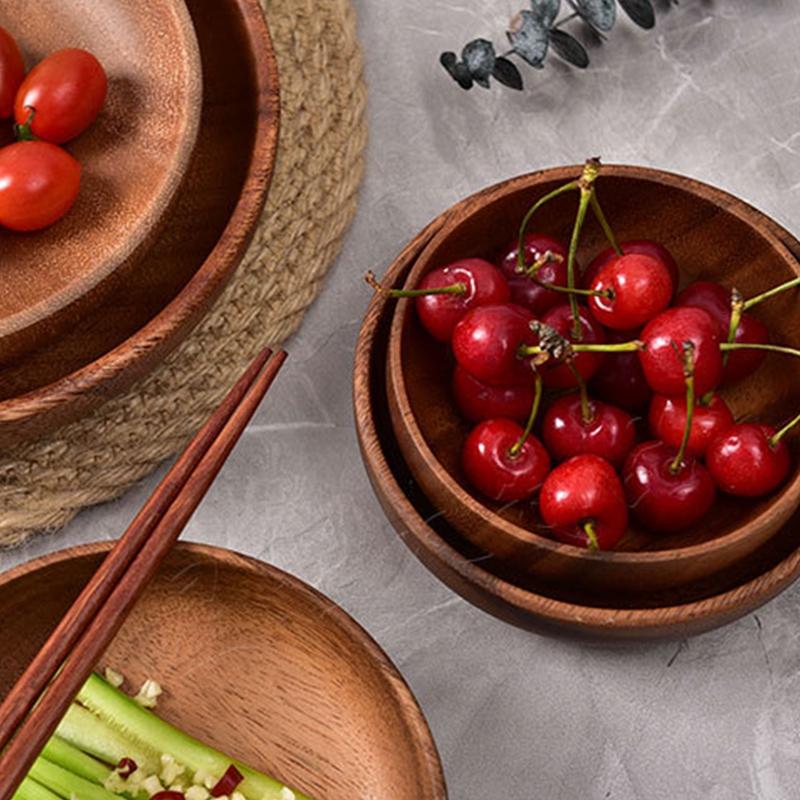 Ins Runde Holz Platte Lebensmittel Tablett für Küche Restaurant Party Café Dessert Salat Obst Platten Dekorative Tablett Serviertablett