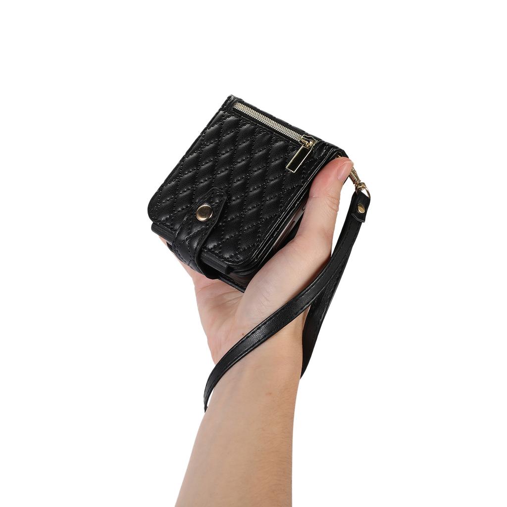 Galaxy Z Flip5 Multi-Karten Handyhülle Faltbar Geeignet für Samsung Fold5 Kleine Duft Crossbody Handy Lederhülle