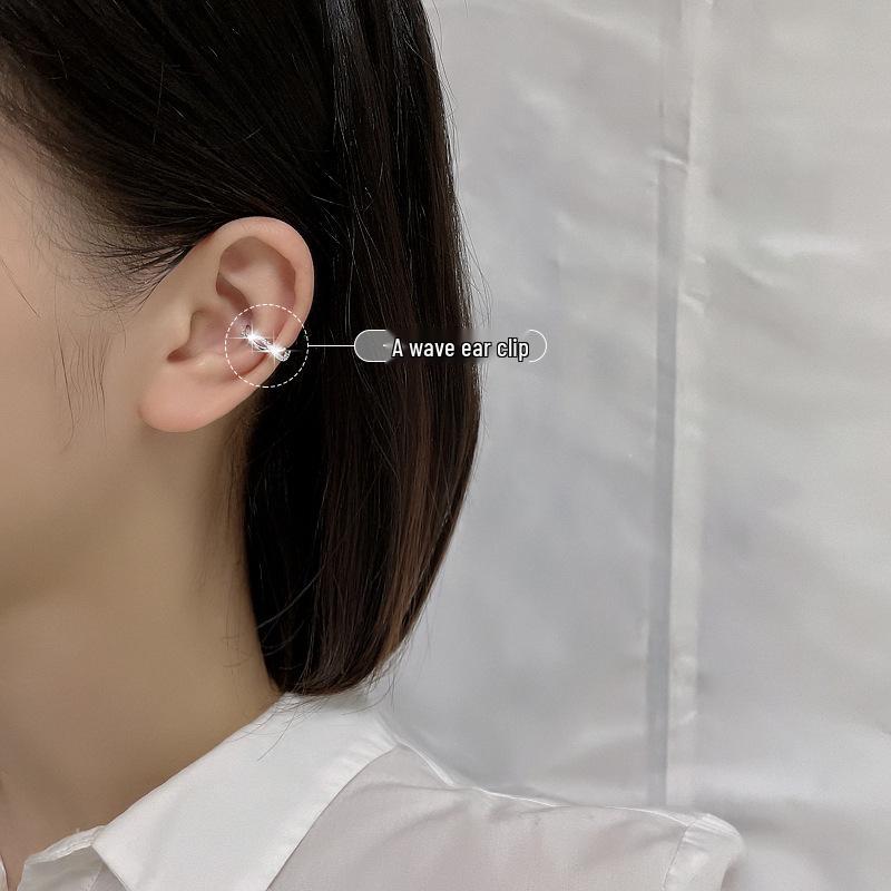 Clipsuri de urechi elegante cu zirconiu în formă de val: Stil european și american, nu este nevoie de piercing