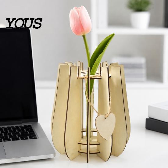Anti Deformation Flower Pots for Interior Wooden Puzzle Vase, Display Stand Flowers or Simple Style Vases Gift Artificial Flowers, Decorative
