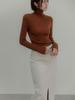 Memua Rolling Slim High Neck Knit (Camel Brown)