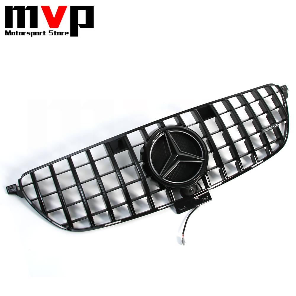 FCM5   GTR Style Racing Grille With Illuminated OE Style LED Emblem Logo Badge For Mercedes Benz GLE-Class C292 2016-2019 GLE450 GLE43