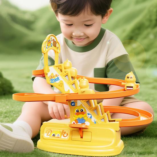 Animal Climbing Stairs Slide Toy Kids Educational Cartoon Duck Rabbit Staircase Climbing Roller Coaster Sliding Track Toy Toddlers Boys Girls Gift