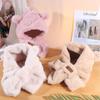 Faux Fur Baby Bear Plush Hat Winter Ear Protection Hats Cute One-Piece Hat Scarf  Kids