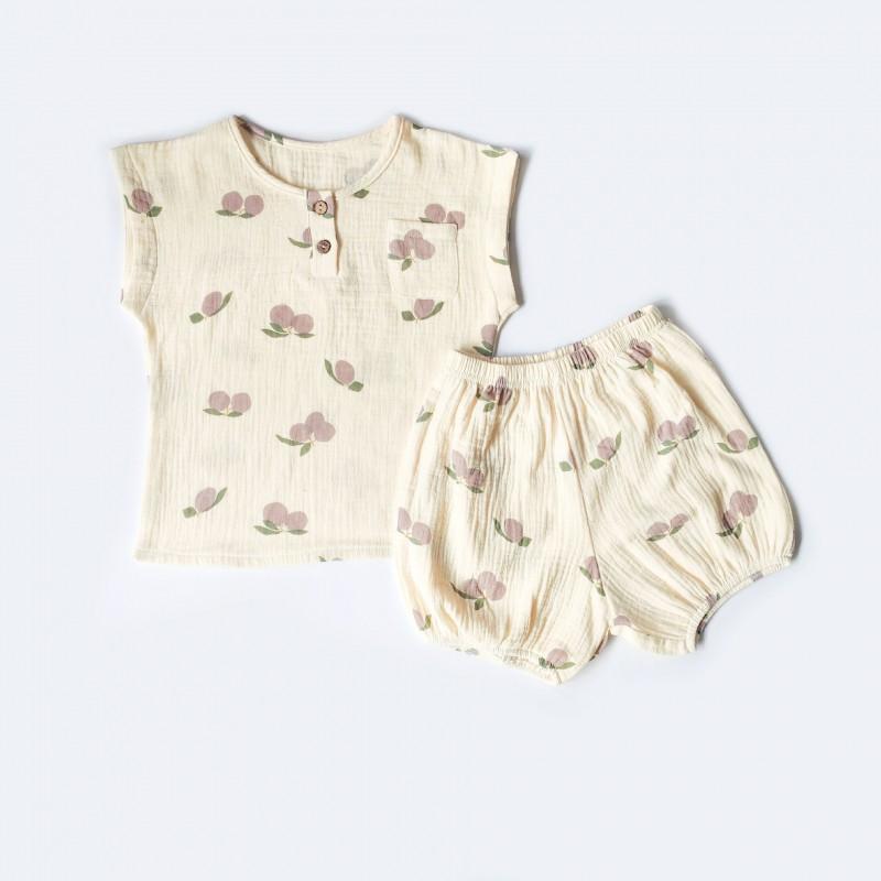 Soft Cotton Toddler Pajama Set Boys Girls Short Sleeve Sleepwear A-Grade Safe Thin Comfortable Home Outfit