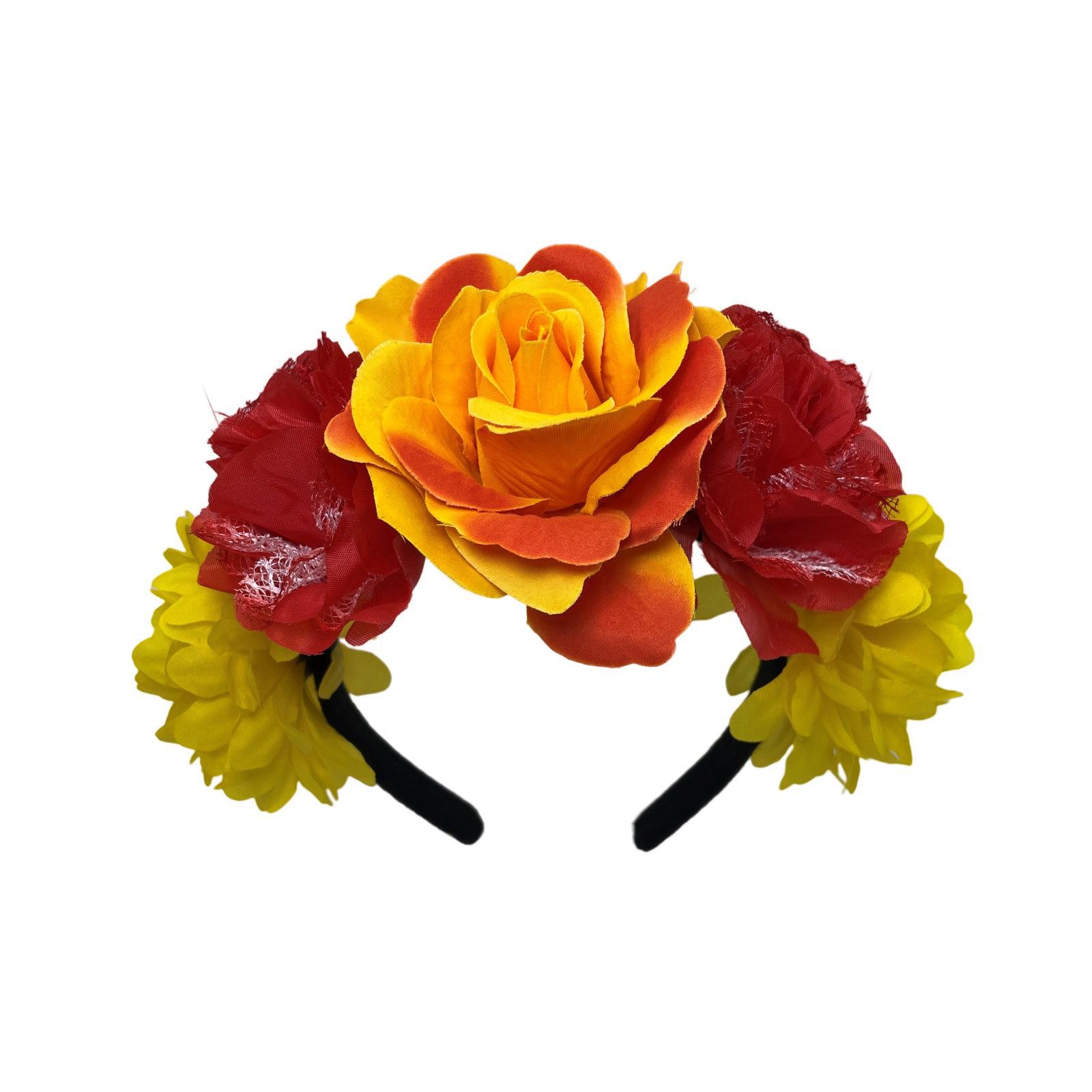 Flower wide edge headband, headband, creative simulation flower headgear жёлтый