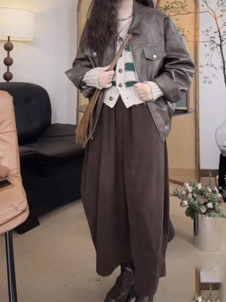 Vintage Solide Elastische Taille Haremshose Damenmode Schlichtheit Tasche Locker Hohe Taille Hose Lässige Pumphose Damenhose