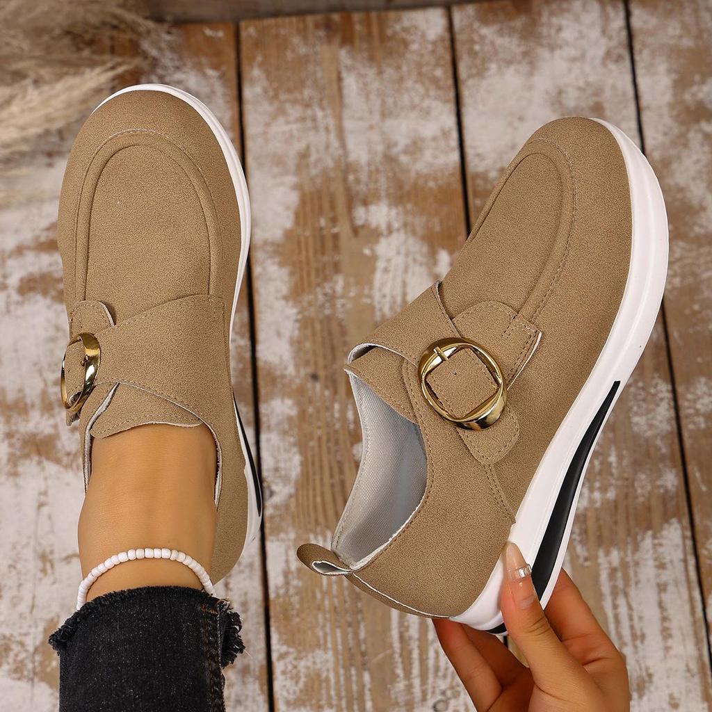 Slipper Damenschuhe Sommermode Einfarbig Plateauschuhe Herbst Slip-On Flache Damenvulkanisierte Schuhe Übergröße 36-43