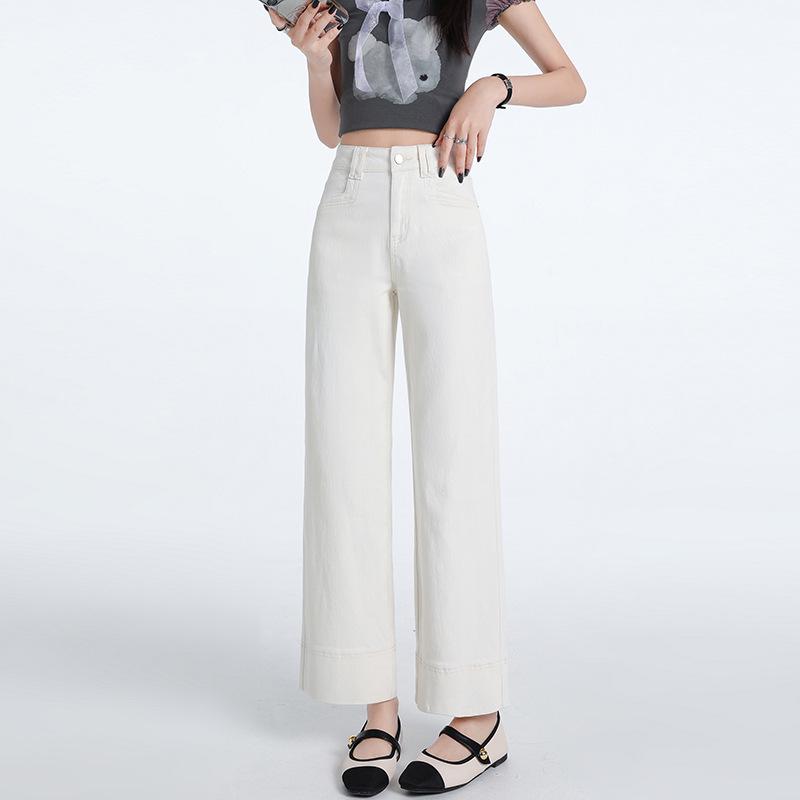 Women's 2025 Tencel High-Waisted Wide-Leg Cropped Jeans - Summer Thin, Straight, Loose, Drapey, Slimming Pants