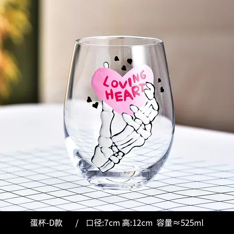 1pcs/2pcs Christmas Series Crystal Red Wine Glasses Colored Pattern High Legged Cup Christmas Party Wine Glass Decorations