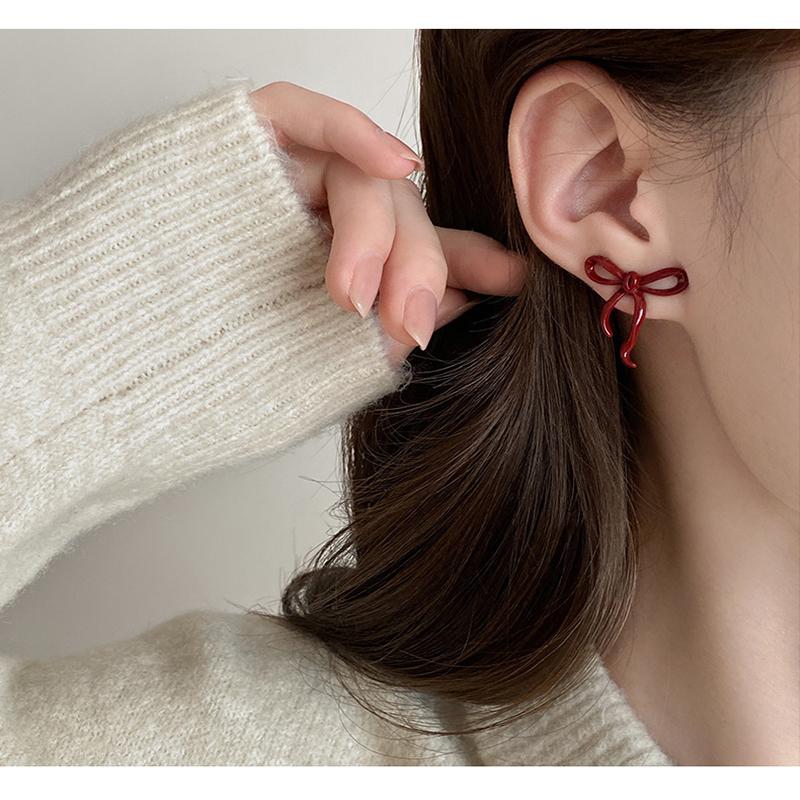 High End Bow Earrings, Retro Hong Kong Style Earrings, Women'S Niche Design Light Luxury Earrings