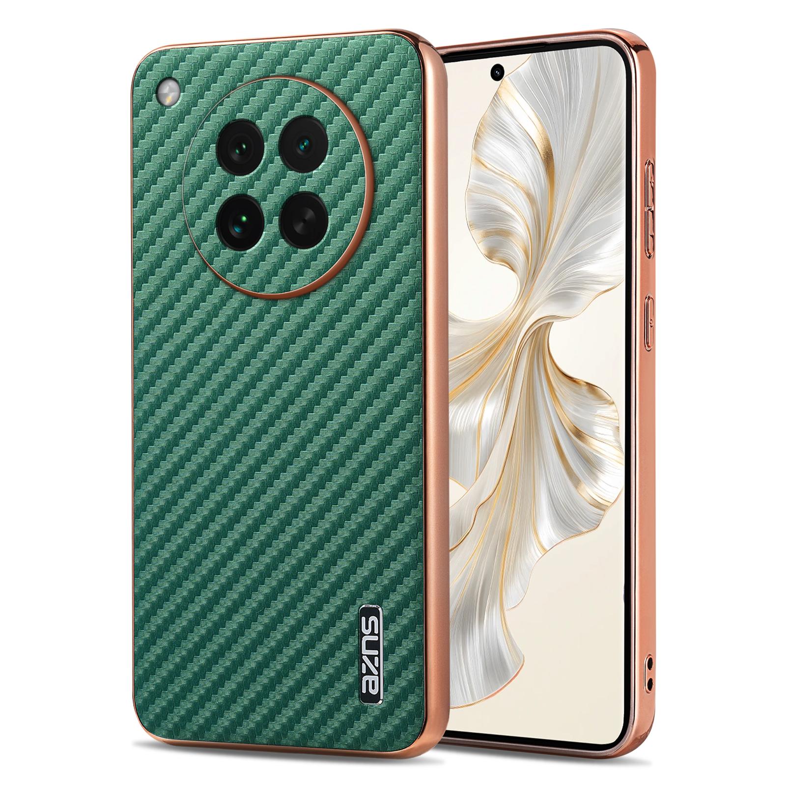 

AZNS For Oppo Find X8s 5G Case Electroplating Carbon Fiber Texture PU+TPU Phone Cover Green