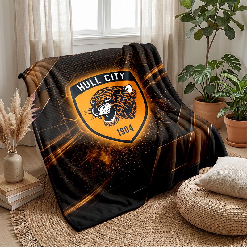 Coperta in Flanella con Stampa Hull City Football, Morbida Calda Leggera Coperta Plaid per Divano Letto Campeggio