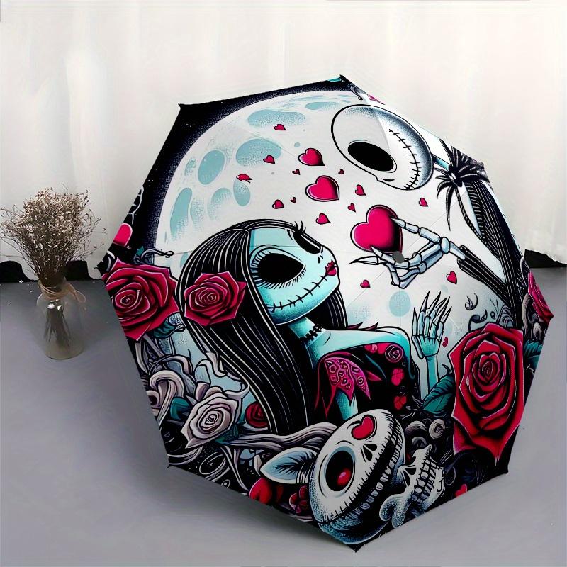 Nightmare Before Christmas,Jack Skellington Automatic Umbrella Tri fold Portable Umbrella, Best Holiday Gift for Men and Women, Durable Ir