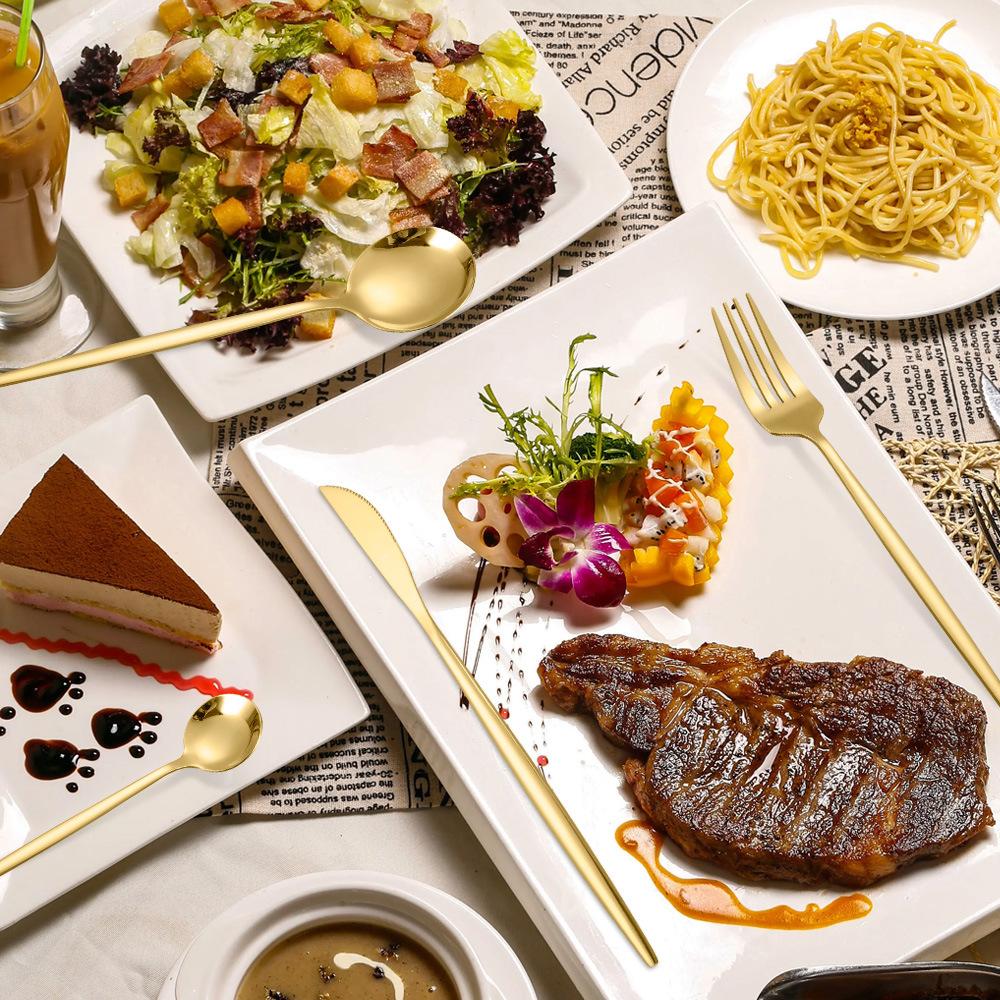 Gold Cutlery Set Stainless Steel Dinnerware Set 30Pcs Knives Forks Coffee Spoons Flatware Set Kitchen Dinner Tableware Set